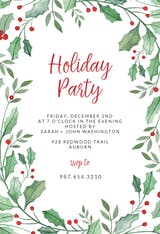 Leaf & Holly Border - Christmas Invitation